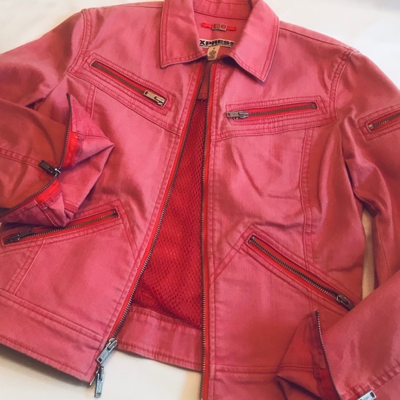 dark pink jean jacket